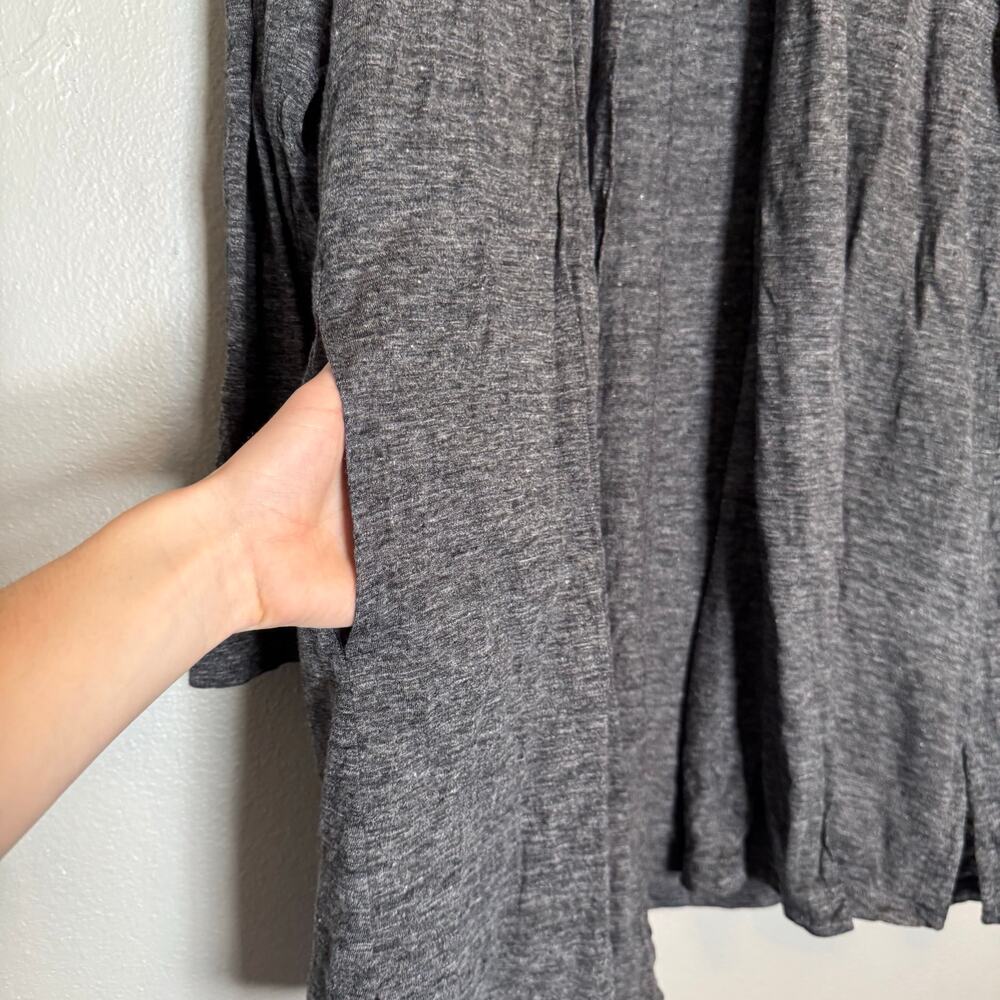 100% Linen Eileen Fisher Gray Long Cardigan Sweater - Picture 4 of 6